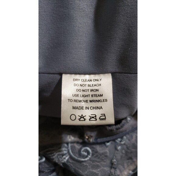 AZAZIE 'Dorit' Size A16 Dusty Blue Sheath Scoop Lace Dress Formal Gown - Picture 9 of 12